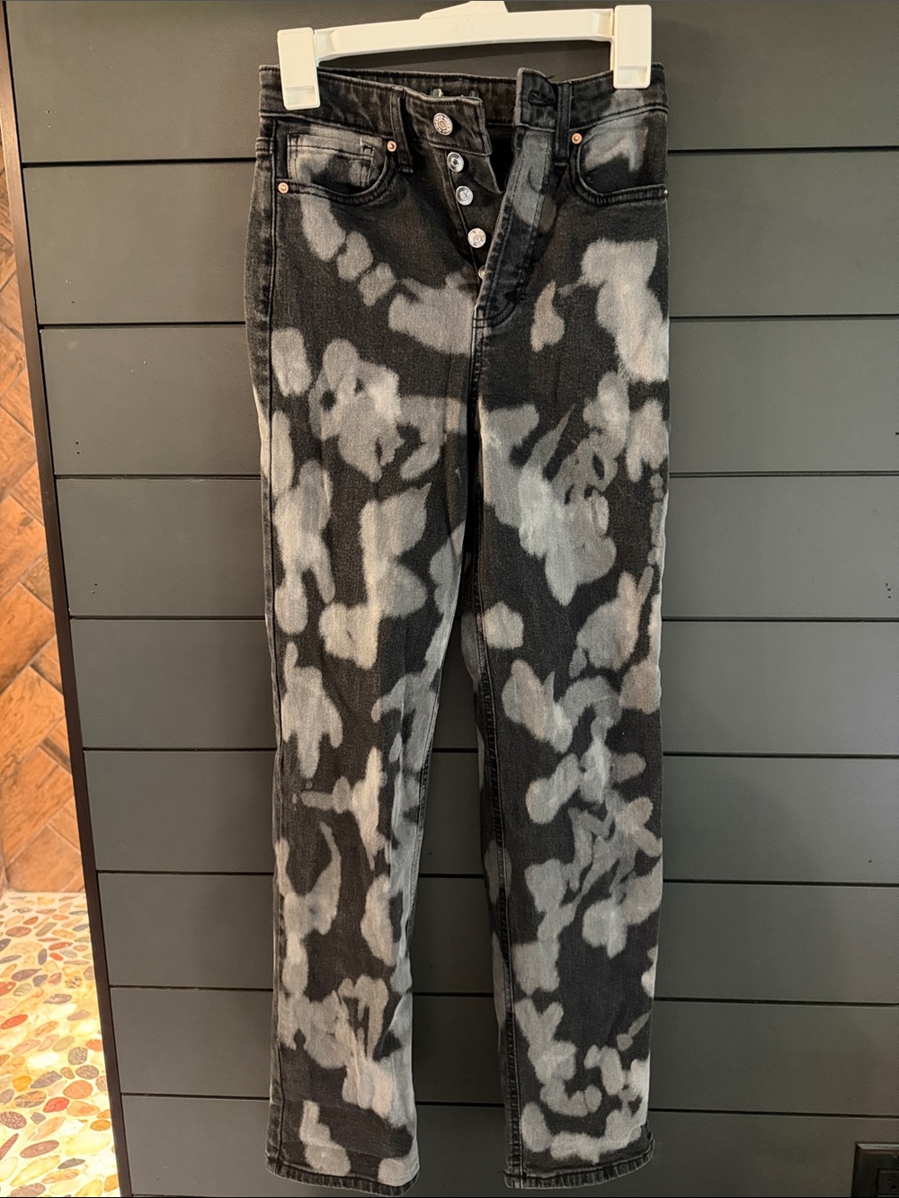 wild fable Black & Gray Tie-Dye Straight Leg Jeans